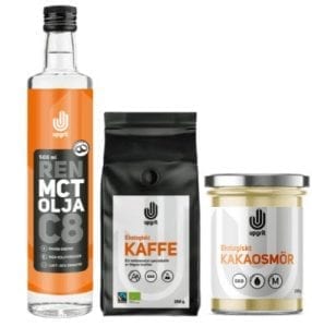 kaffepaket med mct olja fettkaffe och kakaosmör